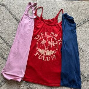 Tank top bundle red pink blue TLA by Morgan Stewart Mate Alo sleevless small